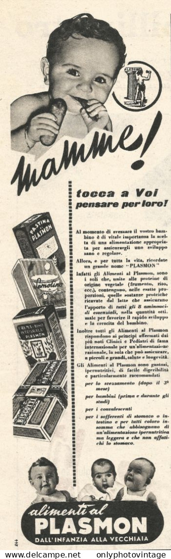 Alimenti Al PLASMON - Pubblicit� Del 1958 - Vintage Advertising - Publicités