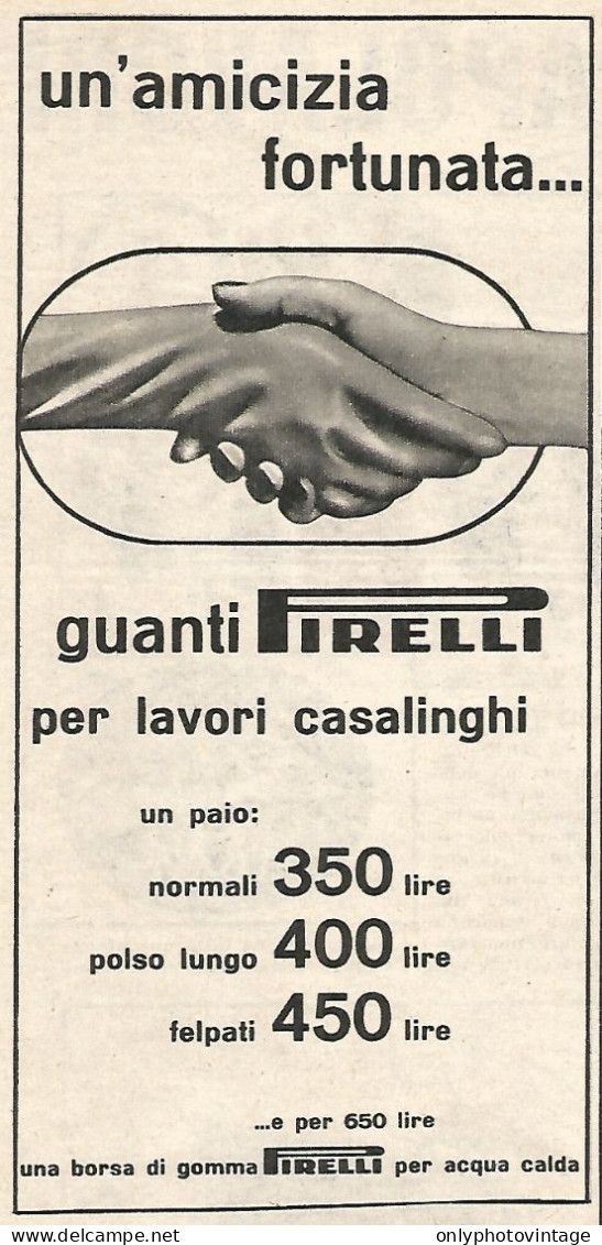 Guanti PIRELLI Per Lavori Casalinghi - Pubblicit� Del 1958 - Vintage Ad - Advertising