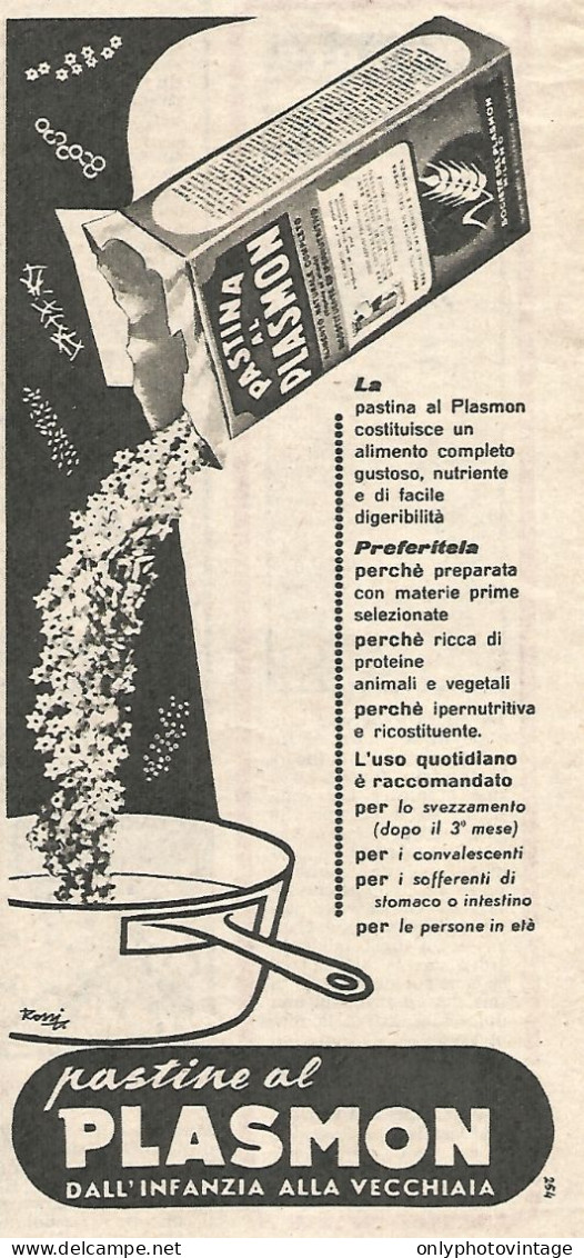 Pastine Al PLASMON - Pubblicit� Del 1958 - Vintage Advertising - Advertising