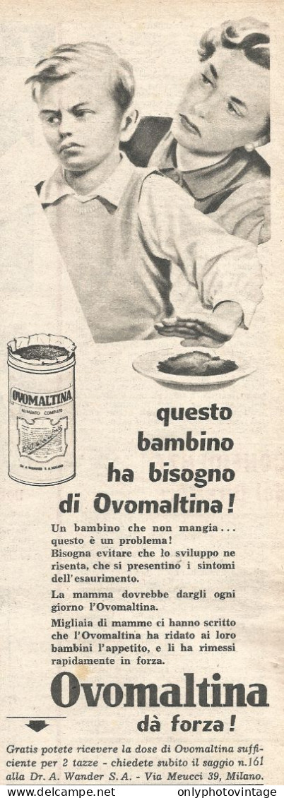 OVOMALTINA D� Forza - Pubblicit� Del 1958 - Vintage Advertising - Publicités