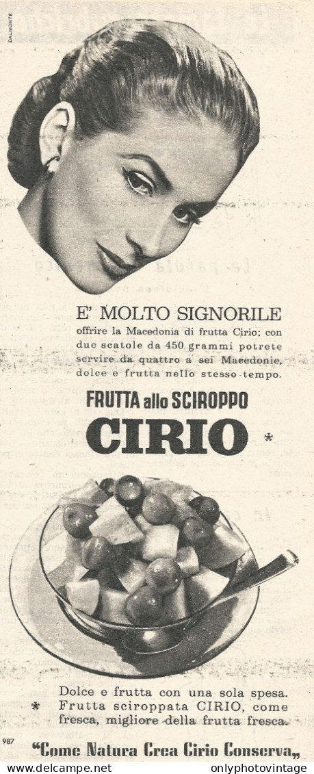 Frutta Allo Sciroppo CIRIO - Pubblicit� Del 1958 - Vintage Advertising - Advertising