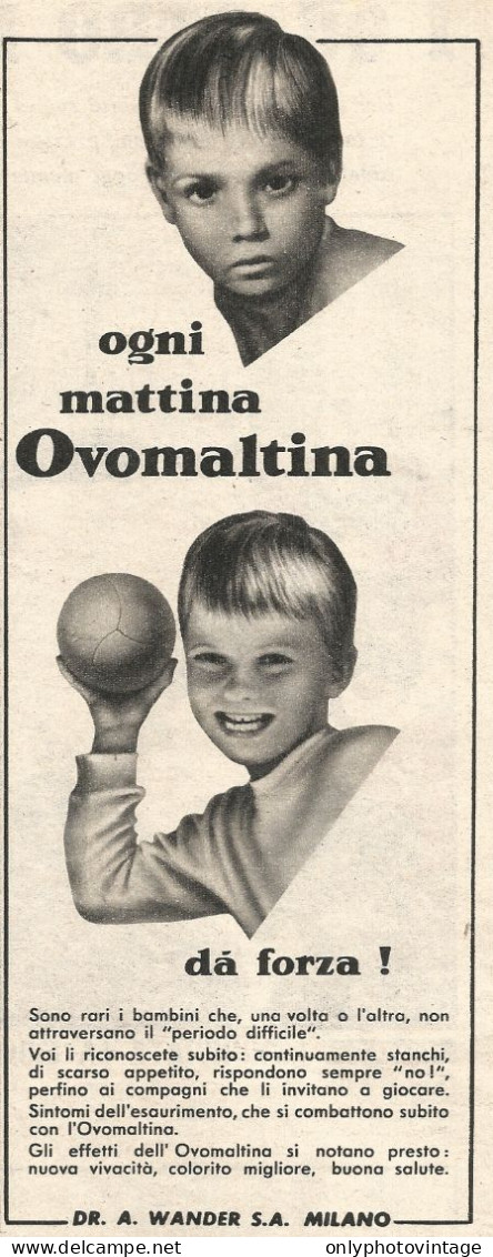 OVOMALTINA D� Forza - Pubblicit� Del 1958 - Vintage Advertising - Publicités