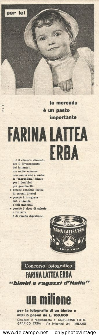 Farina Lattea ERBA - Pubblicit� Del 1958 - Vintage Advertising - Publicités