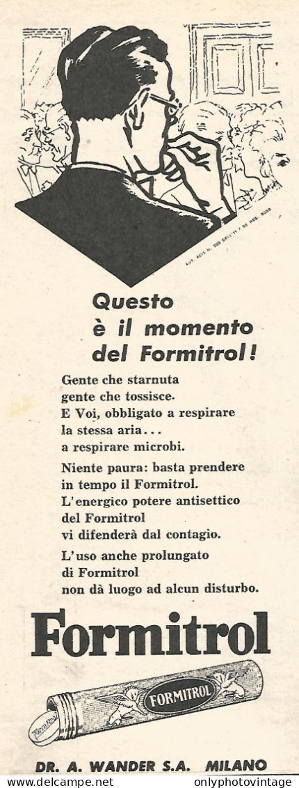 FORMITROL - Pubblicit� Del 1958 - Vintage Advertising - Advertising