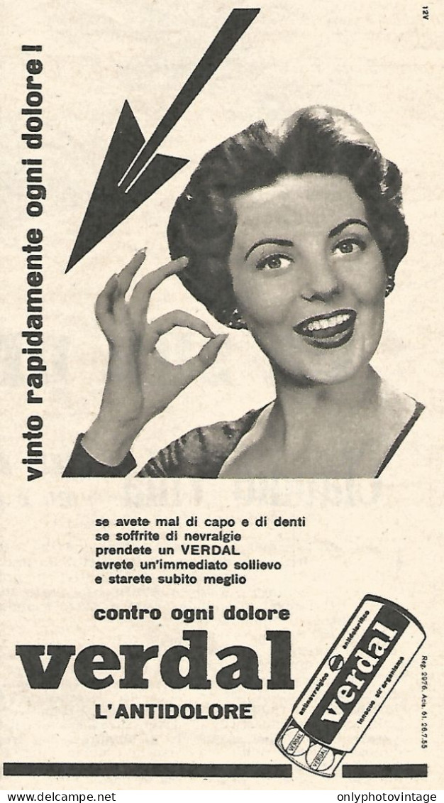 VERDAL L'antidolore - Pubblicit� Del 1958 - Vintage Advertising - Advertising