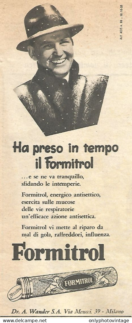 FORMITROL - Pubblicit� Del 1958 - Vintage Advertising - Publicités