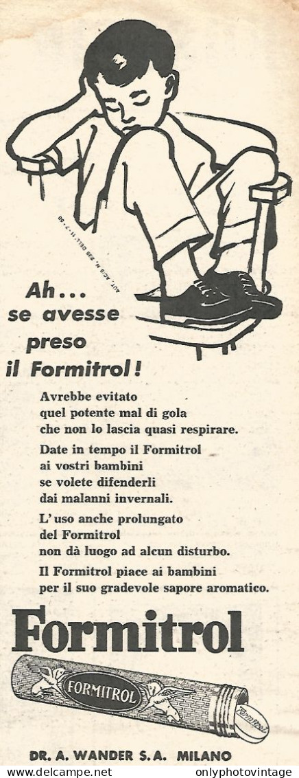 FORMITROL - Pubblicit� Del 1958 - Vintage Advertising - Advertising