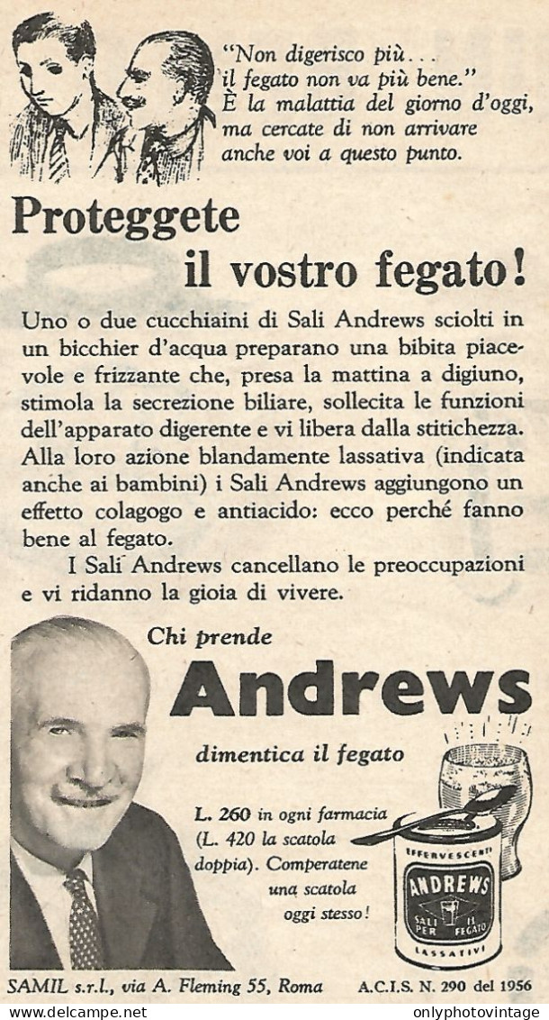 Chi Prende ANDREWS Dimentica Il Fegato  - Pubblicit� Del 1958 - Vintage Ad - Publicités