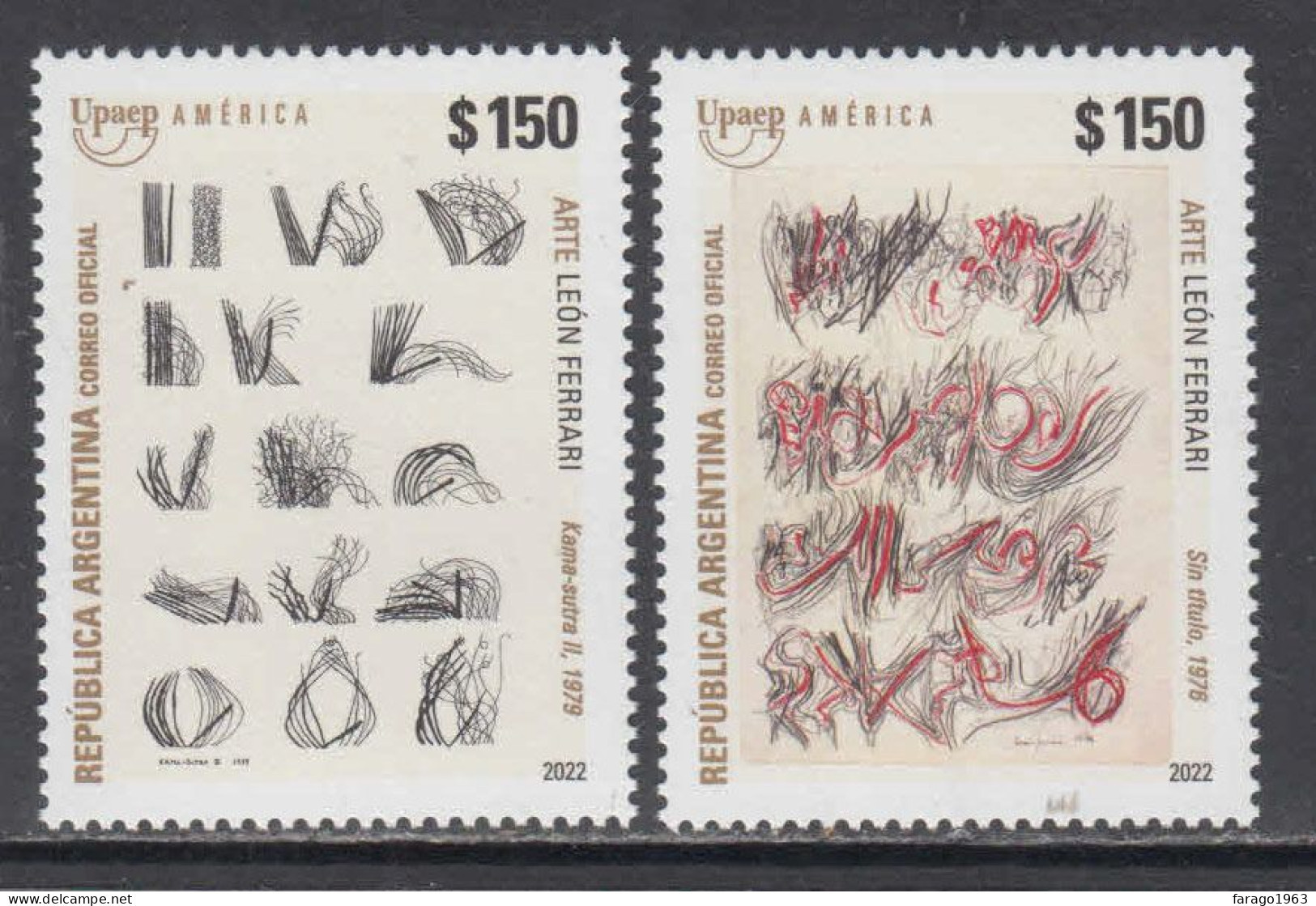 2022  Argentina  Leon Ferrari  Art GOLD Complete Set Of 2 MNH - Ungebraucht