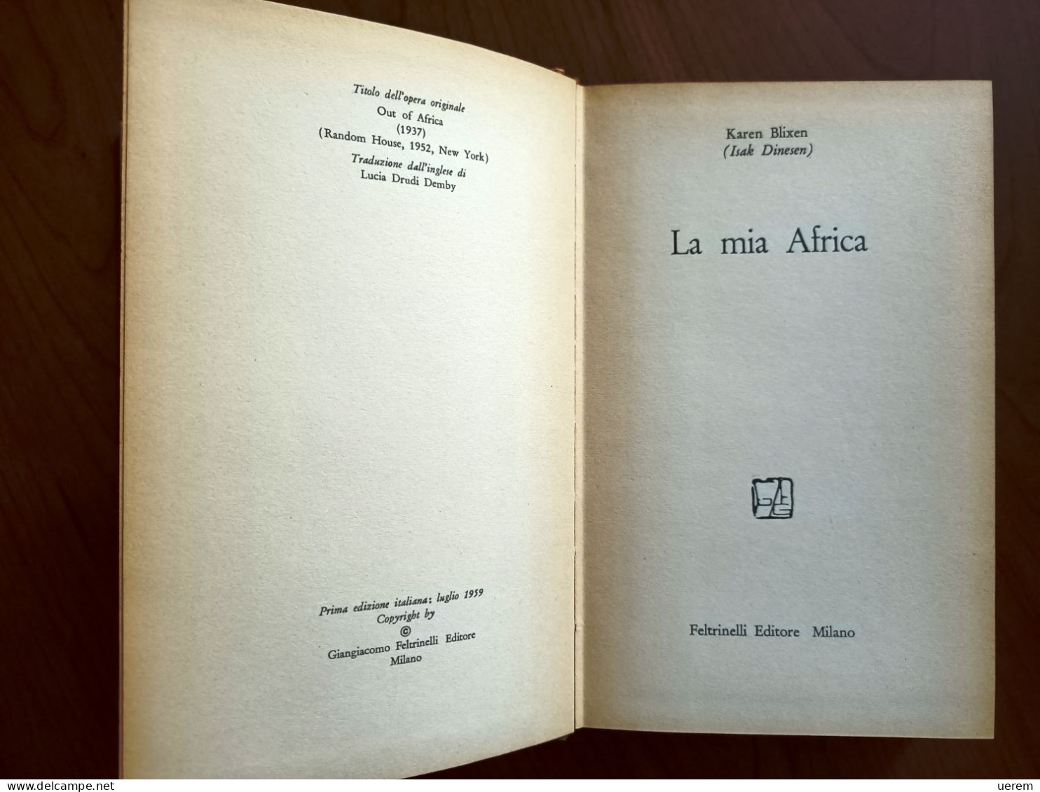 2017 1959 Blixen Feltrinelli Prima Edizione Africa - Alte Bücher