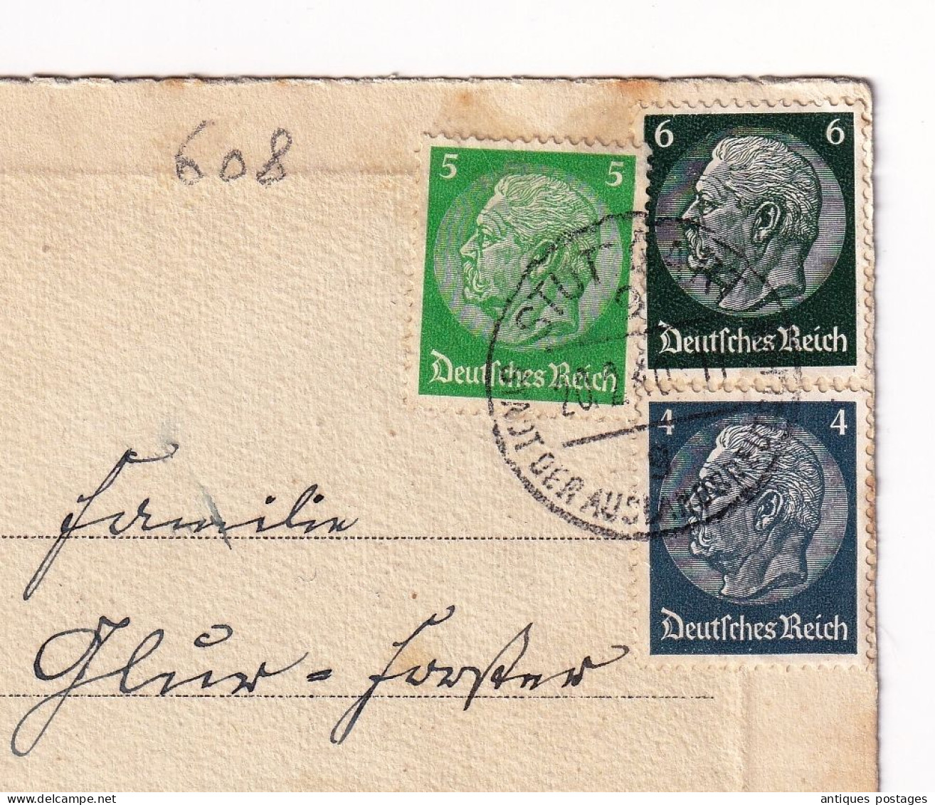 Postkart Stuttgart 1940 Deutschland Original Radierung Handabzug Allemagne Stamp Paul Von Hindenburg - Covers & Documents