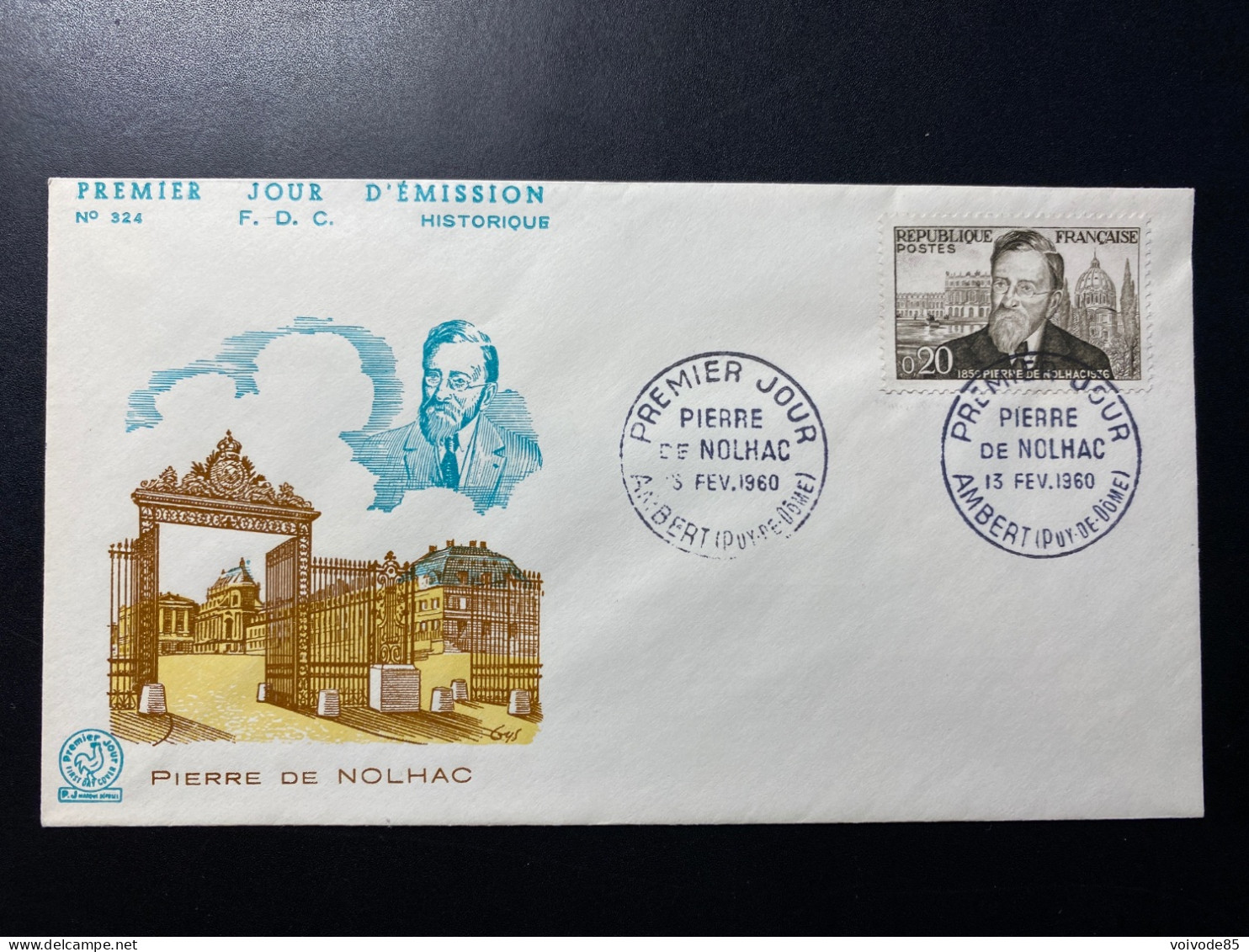 Enveloppe 1er Jour "Pierre De Nolhac" - 03/02/1960 - 1242 - Historique N° 324 - 1960-1969