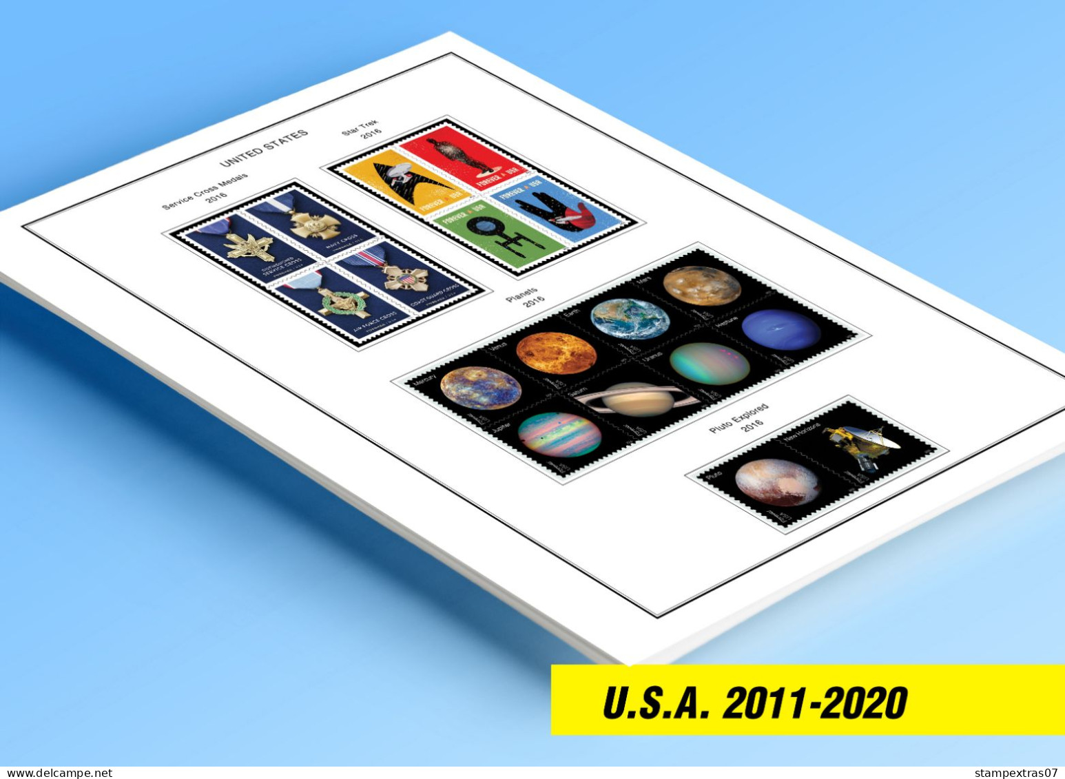 COLOR PRINTED USA 2011-2020 STAMP ALBUM PAGES (101 Illustrated Pages) >> FEUILLES ALBUM - Vordruckblätter