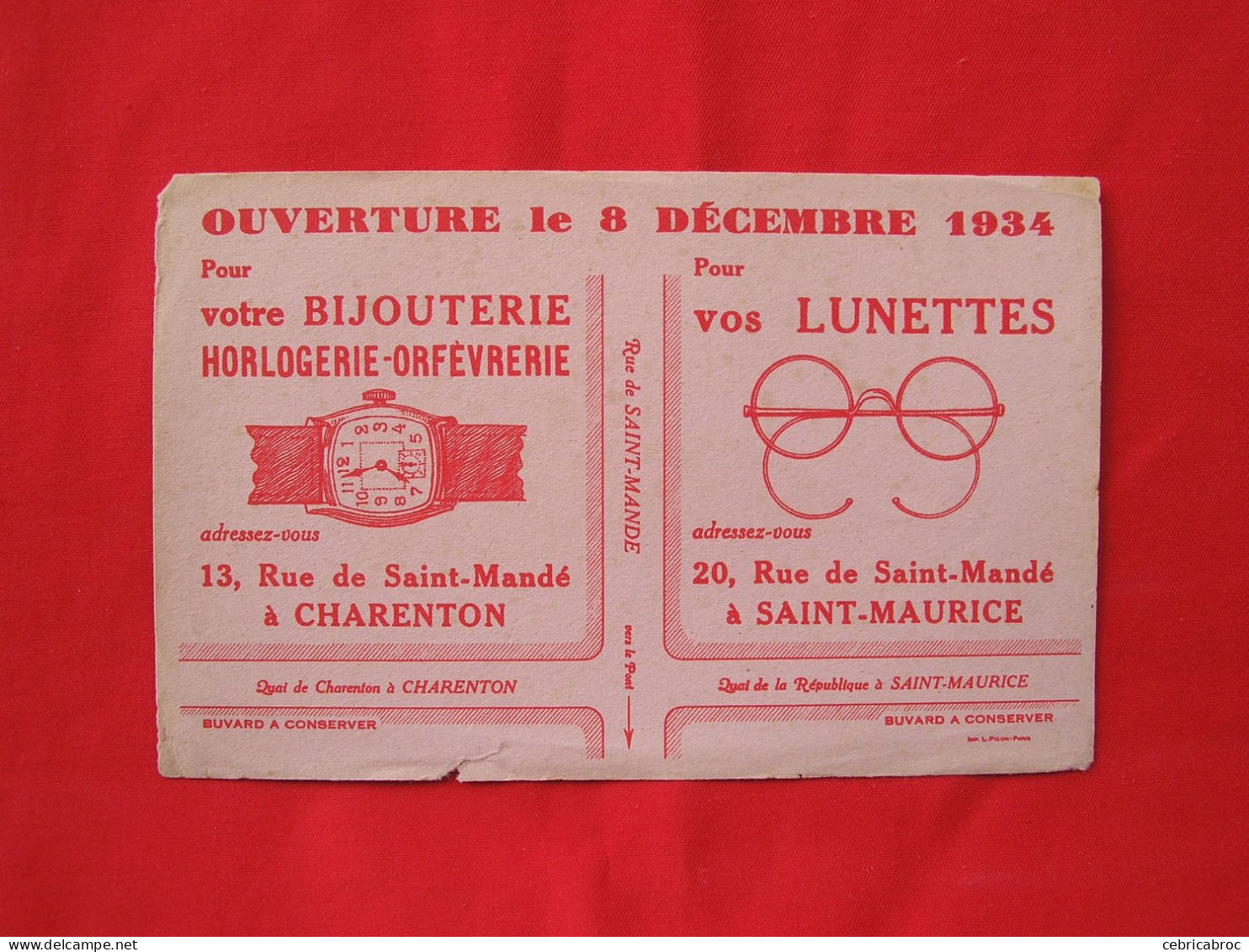 LDB - Buvard - BIJOUTERIE HORLOGERIE-ORFEVRERIE à CHARENTON - LUNETTES à SAINT-MAURICE - Val-de-Marne - Otros & Sin Clasificación