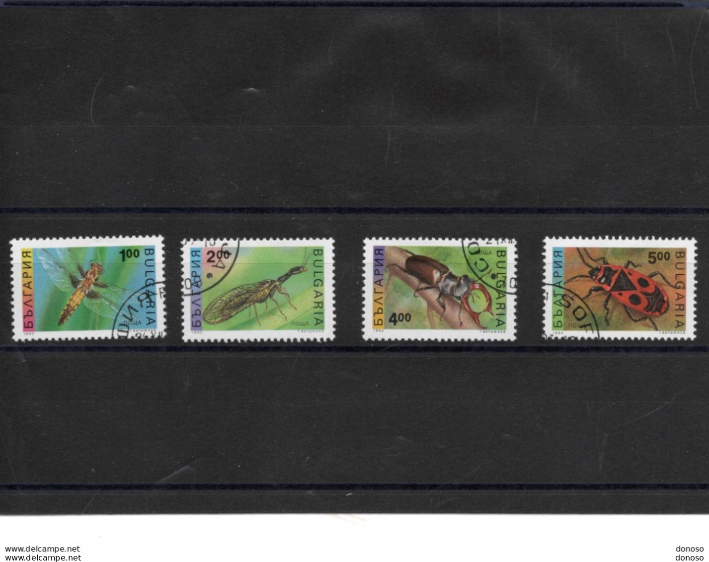 BULGARIE 1993 Insectes, Libellule, éphémère, Lucane, Pyrocorise Yvert 3545-3548 Oblitéré - Gebraucht