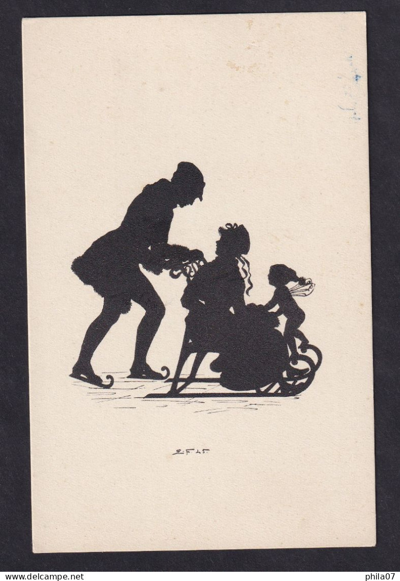 Elsbeth Forck's Schattenbilder - Skating / Postcard Not Circulated, 2 Scans - Silhouettes