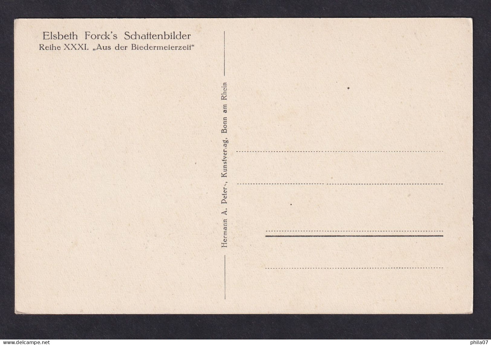 Elsbeth Forck's Schattenbilder - Skating / Postcard Not Circulated, 2 Scans - Scherenschnitt - Silhouette