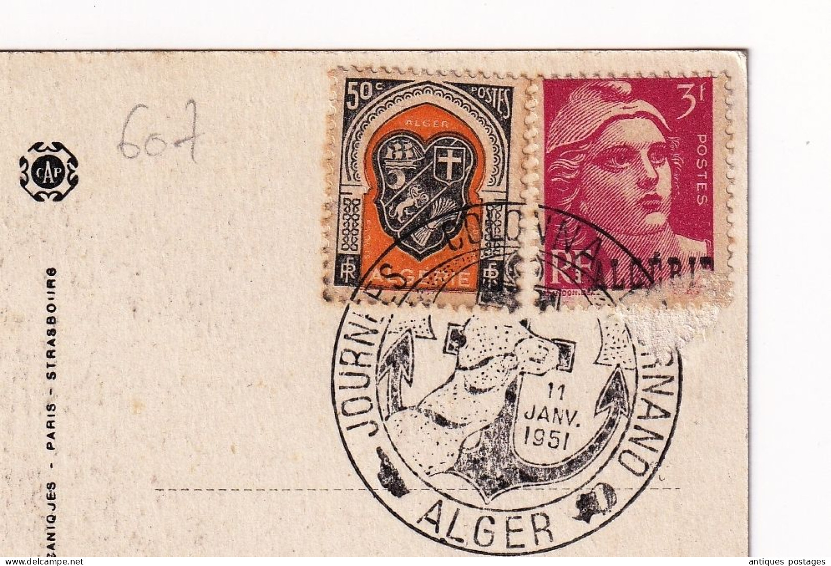 Algérie 1956 Journées Jean Colonna D'Ornano Alger Marianne Gandon 5F Arc De Triomphe Algeria Girardot - Briefe U. Dokumente