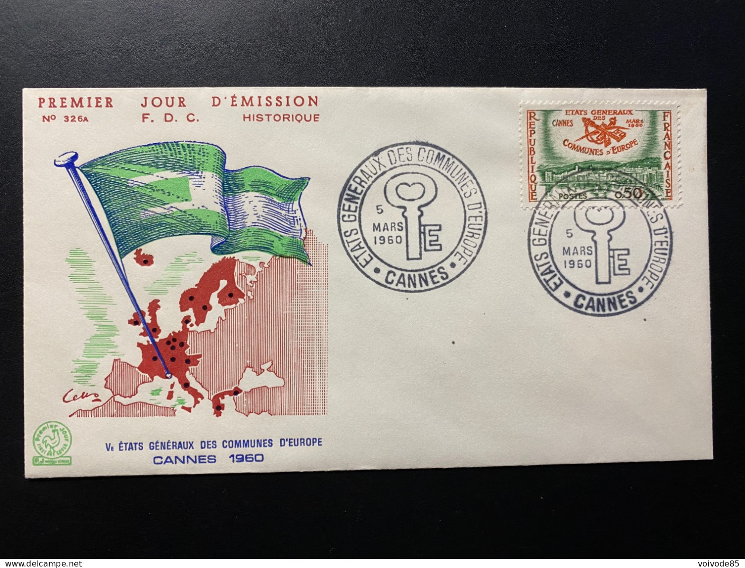 Enveloppe 1er Jour "Ve Etats Généraux Des Communes D'Europe" - 05/03/1960 - 1244 - Historique N° 326A - 1960-1969