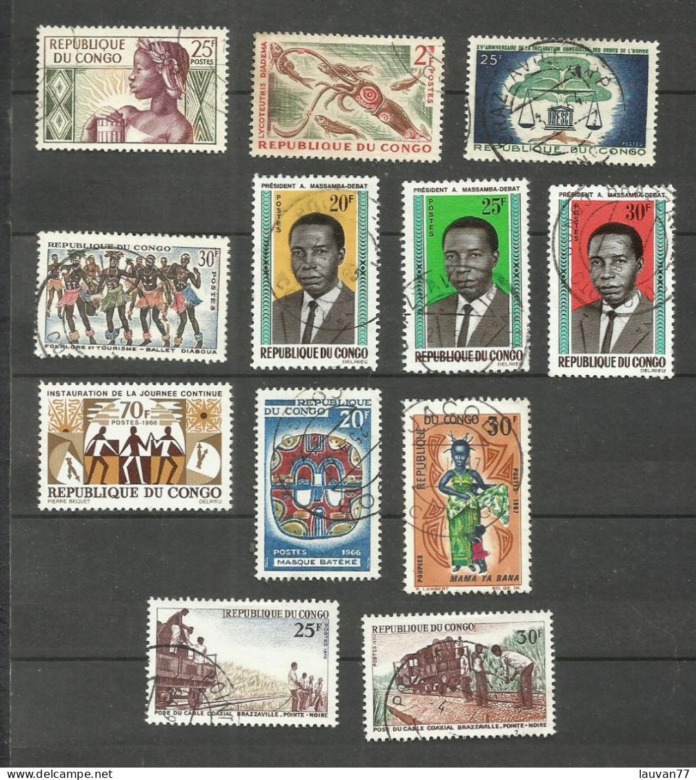 CONGO N°135, 144A, 158, 164, 172 à 174, 186, 202, 210, 261, 262 Cote 5.05€ - Usados