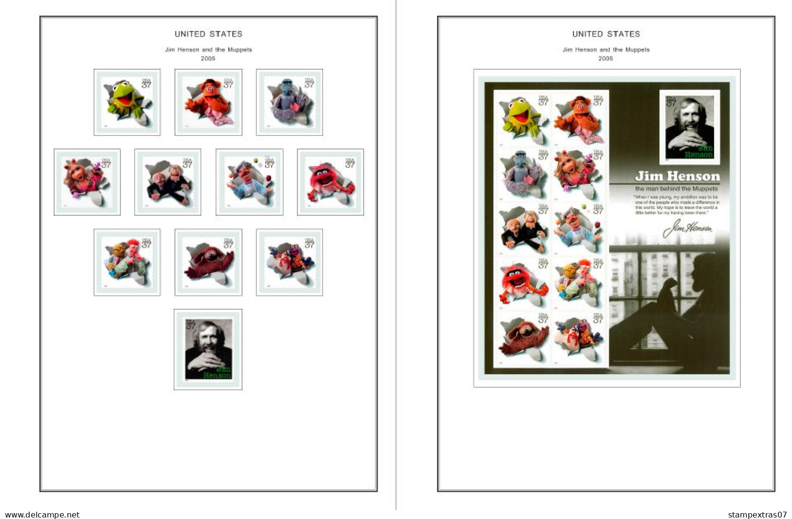 COLOR PRINTED USA 2005-2010 STAMP ALBUM PAGES (90 illustrated pages) >> FEUILLES ALBUM