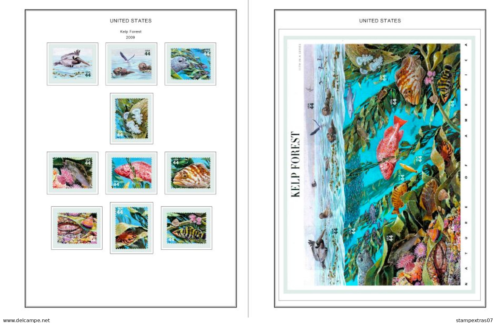 COLOR PRINTED USA 2005-2010 STAMP ALBUM PAGES (90 illustrated pages) >> FEUILLES ALBUM