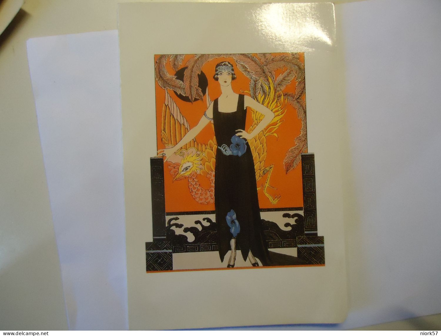 FRANCE  POSTCARDS PAINTINGS WOMENS ROBEDU SOIR DE WORM  1921  BARBIER - Andere & Zonder Classificatie