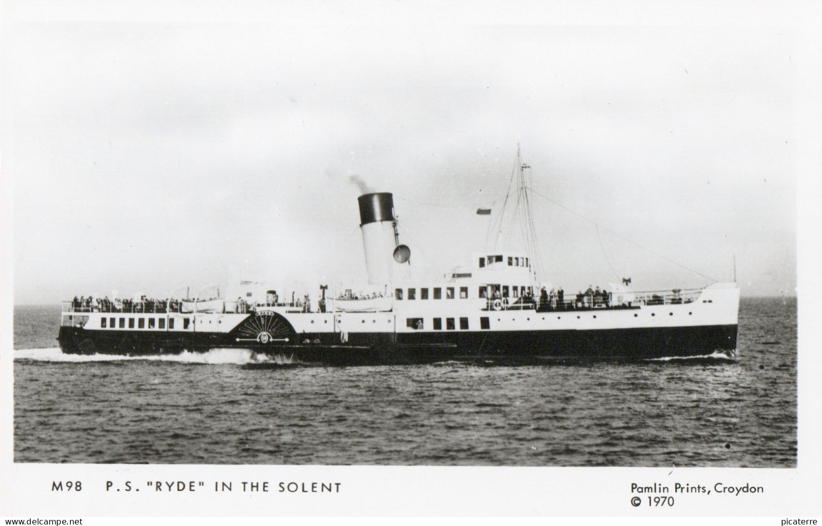 Paddle Steamer P.S RYDE In The Solent, 1937-1969 Southern Railway (exc.war Service 1939-1945)  Pamlin Print No.M98 - Steamers