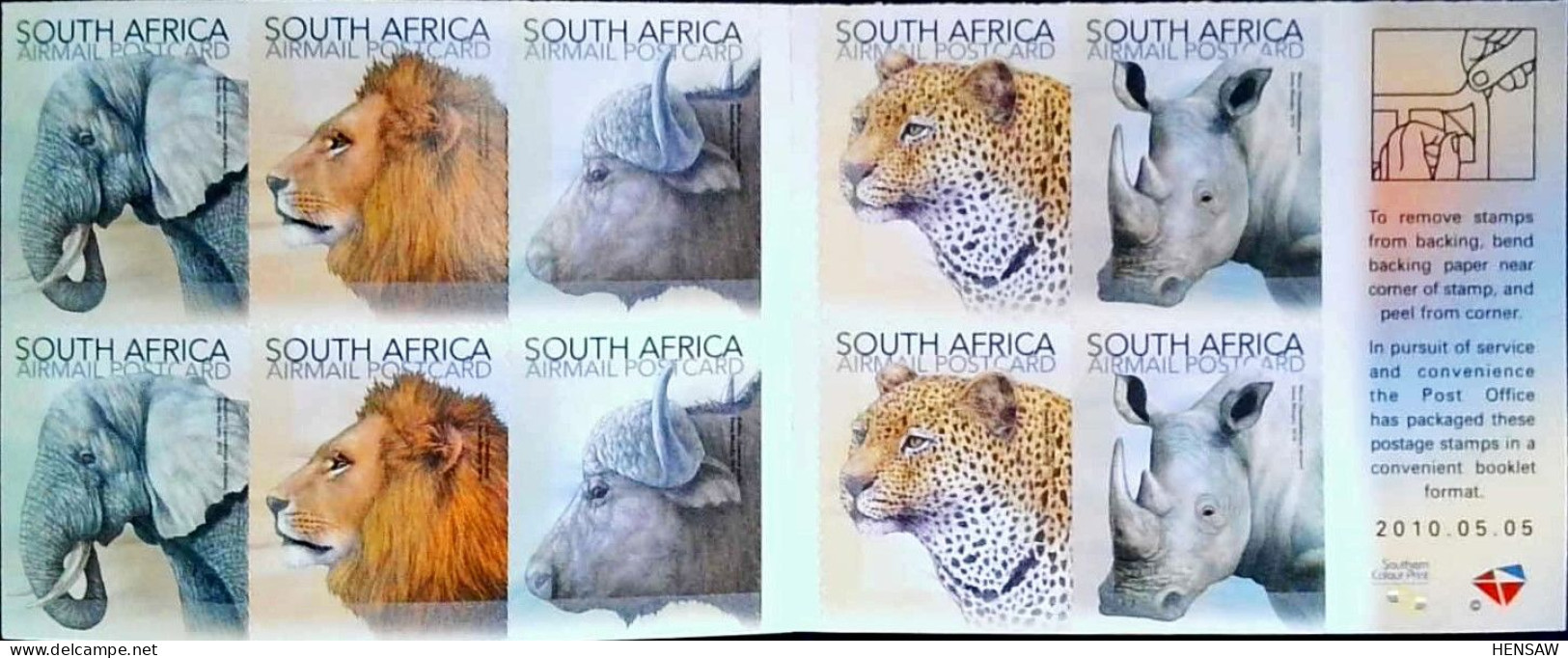 South Africa 2010 THE BIG FIVE 10 X Postcard Rate Stamps MNH Minibook - Neufs