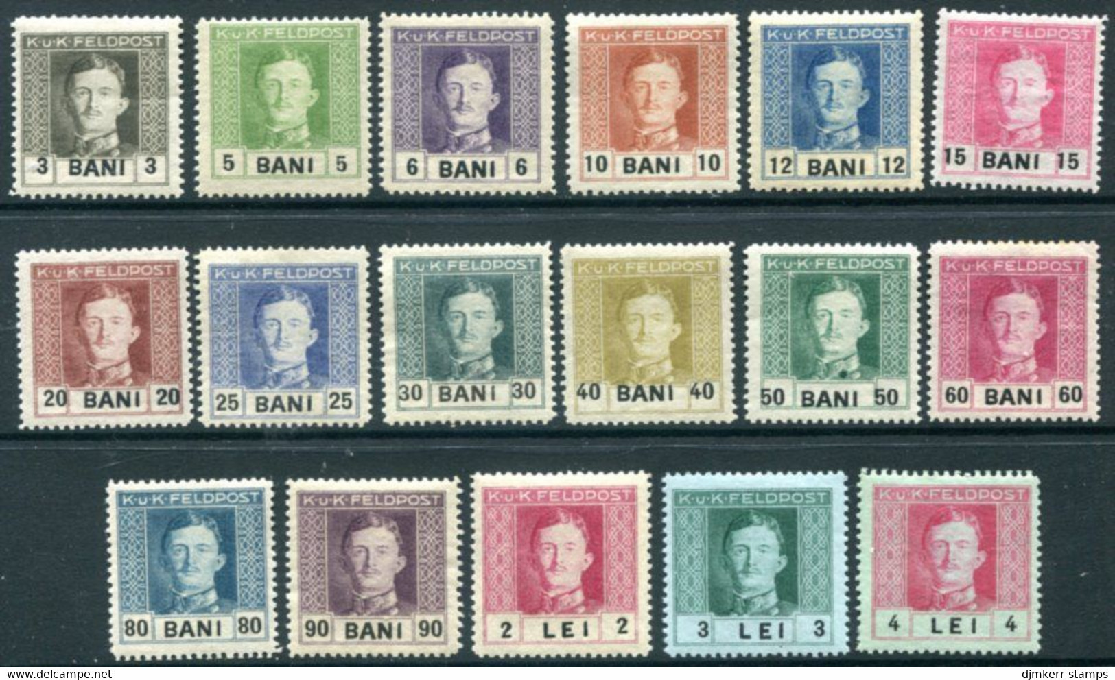 AUSTRIAN MILITARY POST In ROMANIA 1918  Karl I Definitive Set LHM / *. Michel 18-34 - Nuevos