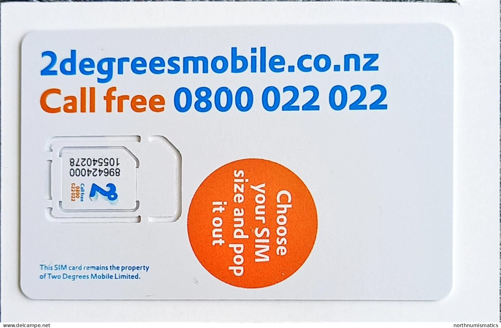 New Zealand 2 Degreesmobile Gsm Original Chip Sim Card - Sammlungen