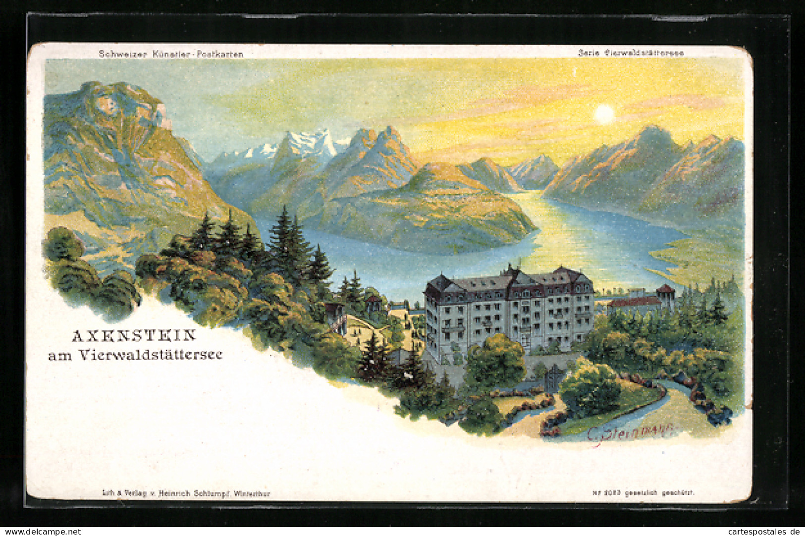 Künstler-AK C. Steinmann: Axenstein Am Vierwaldstättersee, Haus Mit Panorama  - Autres & Non Classés