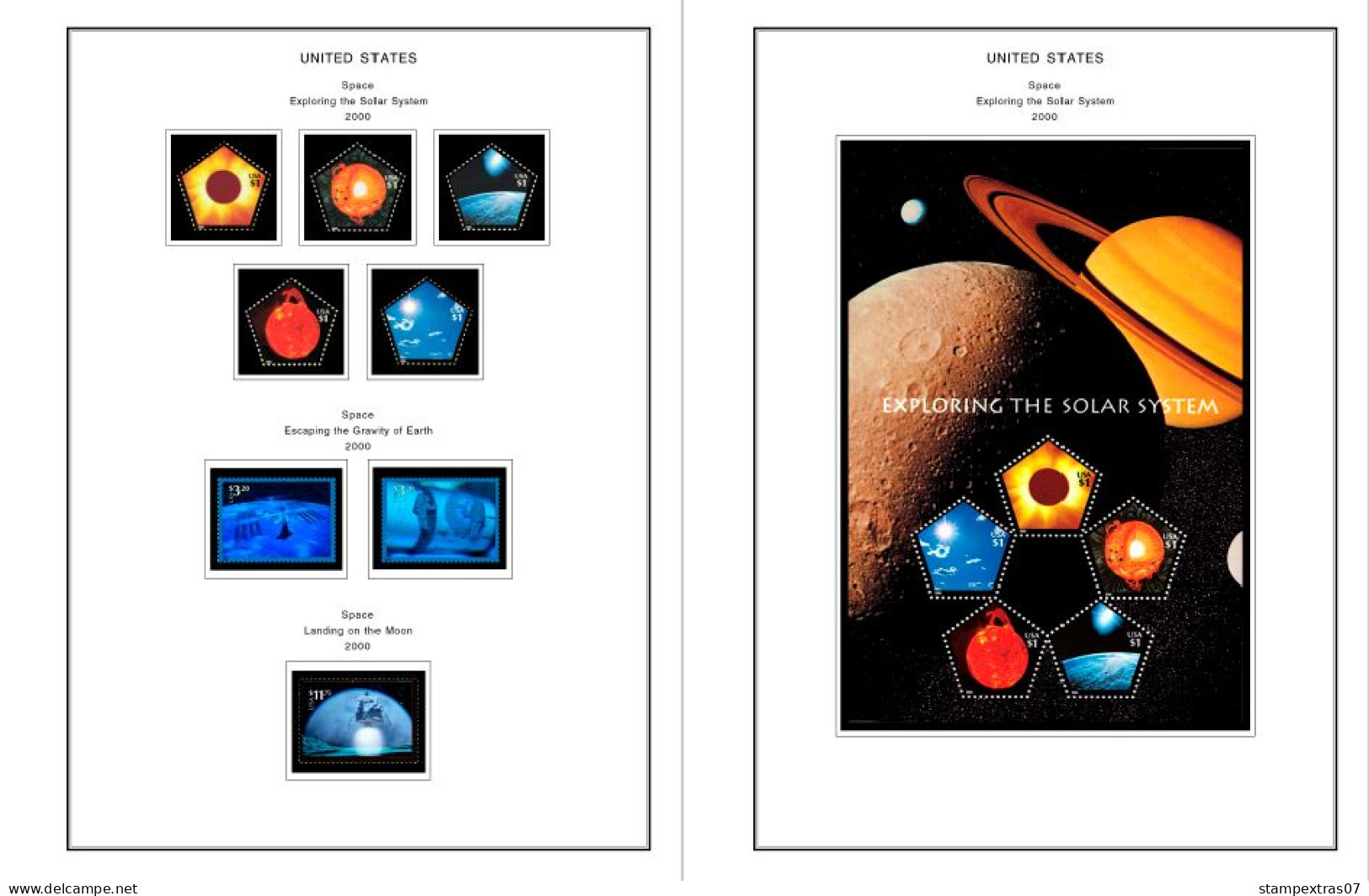 COLOR PRINTED USA 2000-2004 STAMP ALBUM PAGES (88 illustrated pages) >> FEUILLES ALBUM