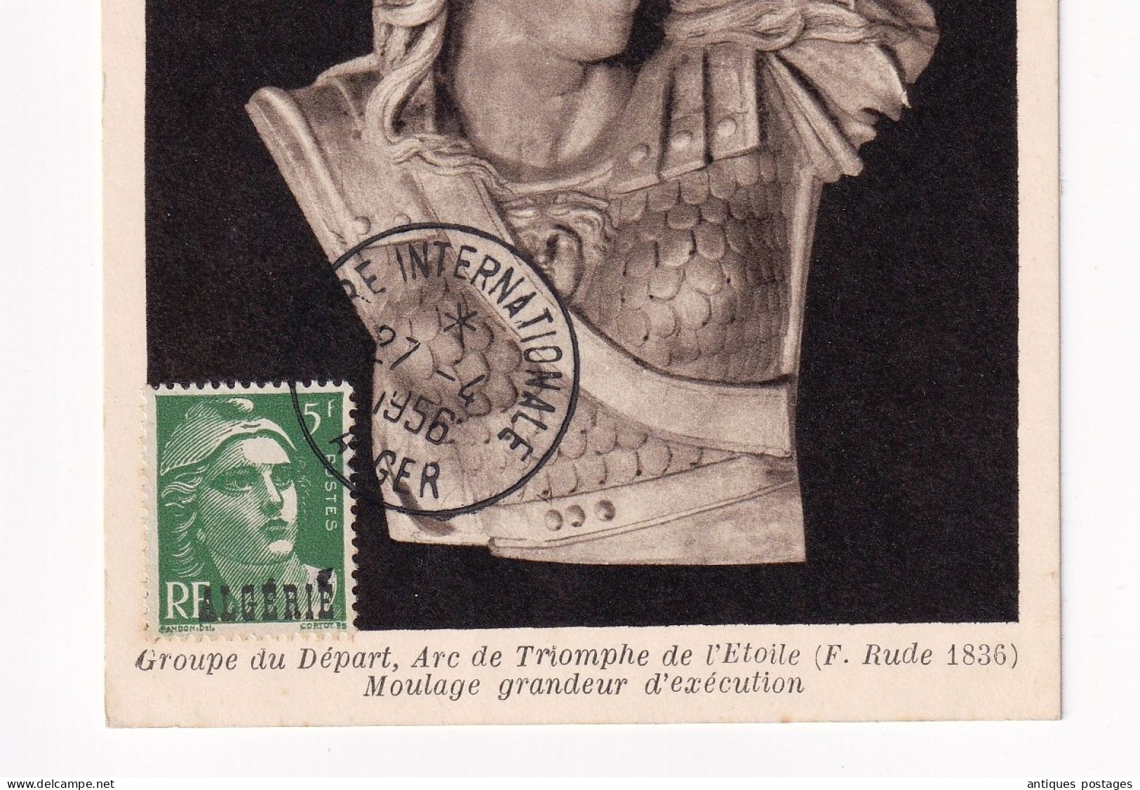 Algérie 1956 Foire Internationale Alger Marianne Gandon 5F  Arc De Triomphe François Rude Marseillaise Algeria - Covers & Documents