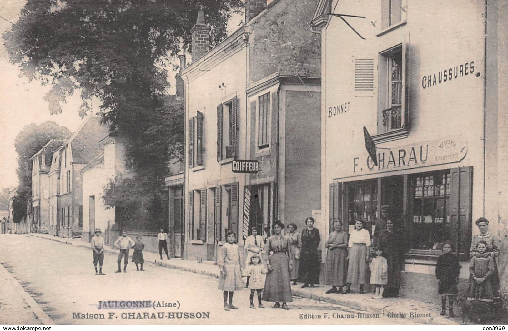 JAULGONNE (Vosges) - Maison F. Charau-Husson - Coiffeur - Voyagé 1915 (2 Scans) - Other & Unclassified