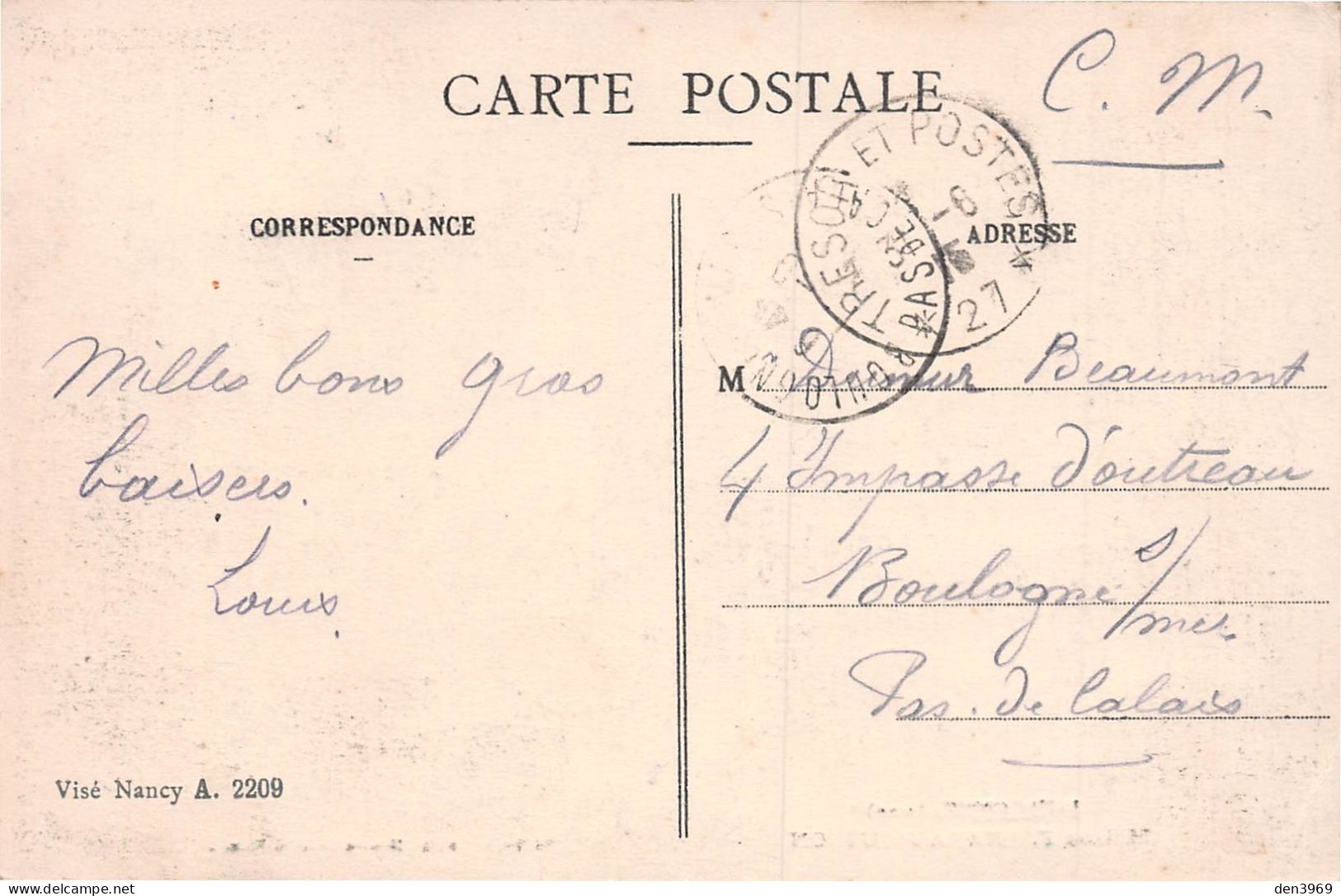 JAULGONNE (Vosges) - Maison F. Charau-Husson - Coiffeur - Voyagé 1915 (2 Scans) - Sonstige & Ohne Zuordnung