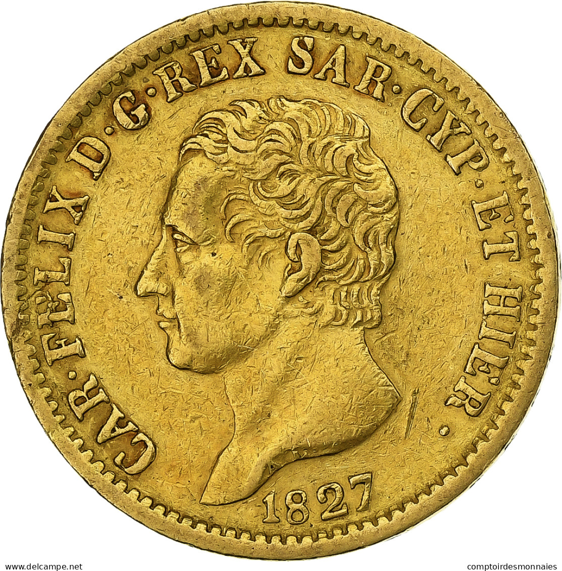 États Italiens, SARDINIA, Carlo Felice, 20 Lire, 1827, Turin, Or, TTB, KM:118.1 - Piémont-Sardaigne-Savoie Italienne