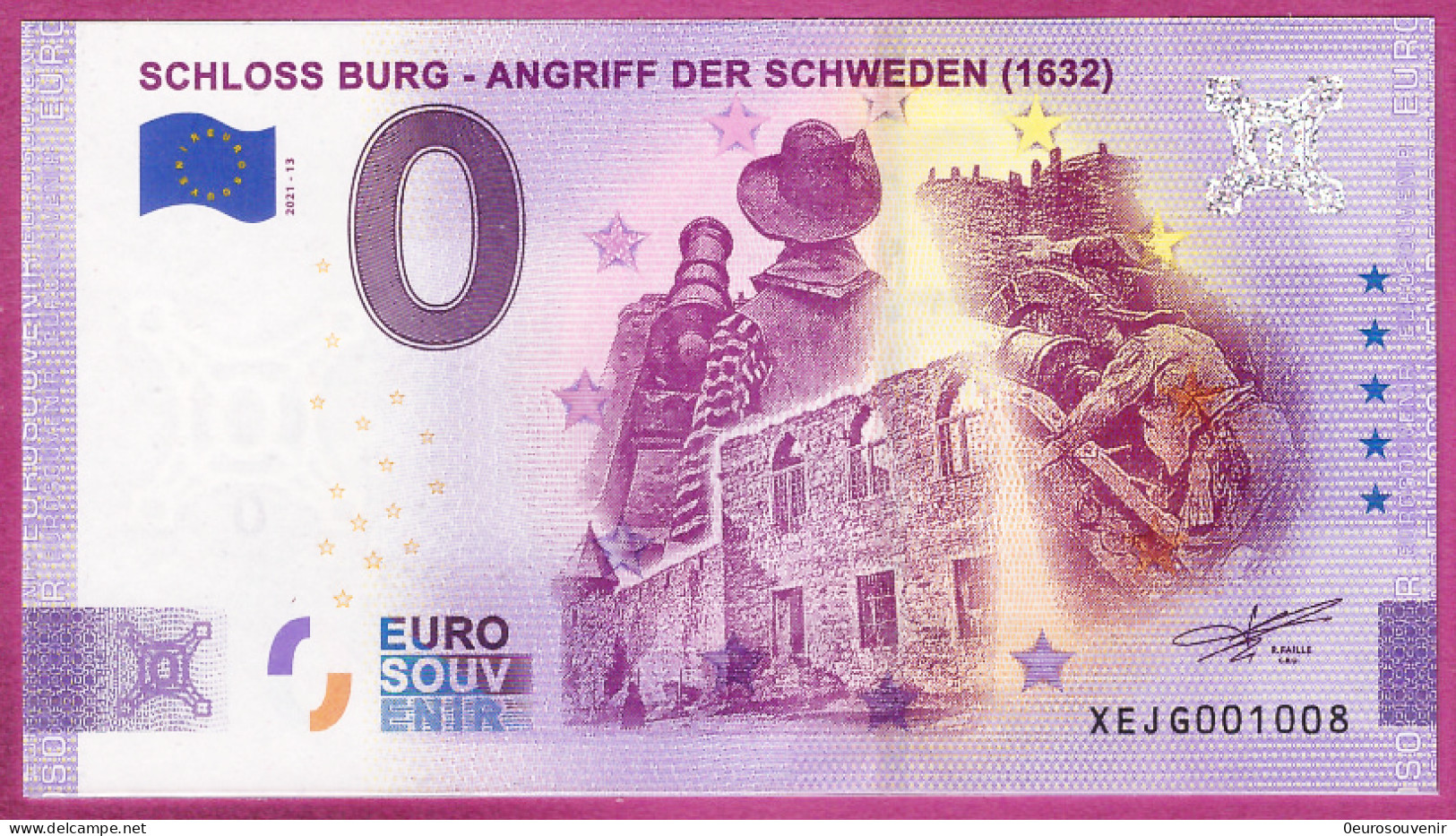 0-Euro XEJG 2021-13  SCHLOSS BURG - ANGRIFF DER SCHWEDEN ANNIVERSARY - Essais Privés / Non-officiels