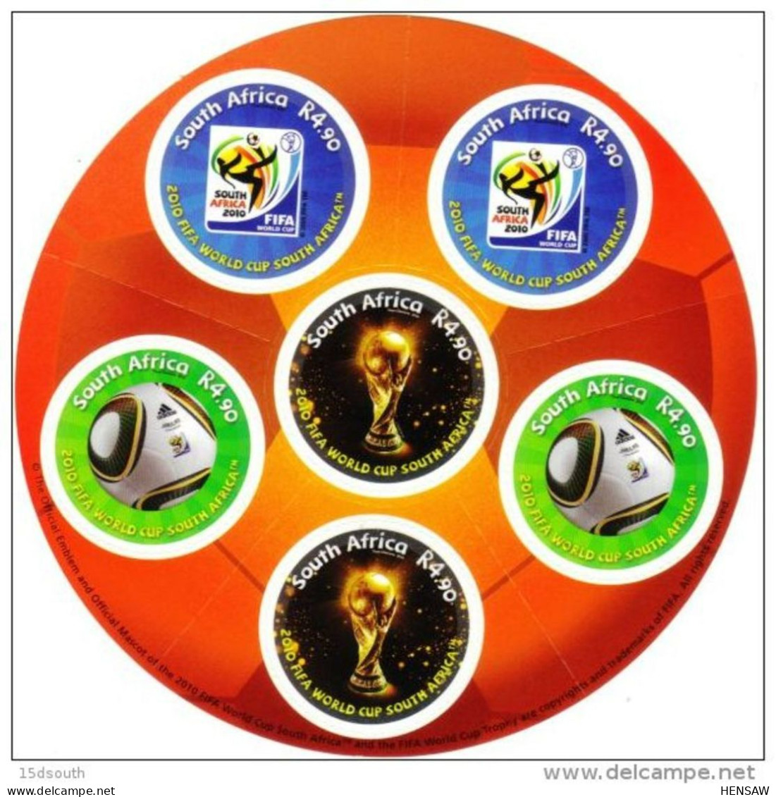 South Africa RSA 2010 FIFA World Cup Football Game Soccer Sports Round Shap Stamps MS MNH SG 1786 - Unused Stamps