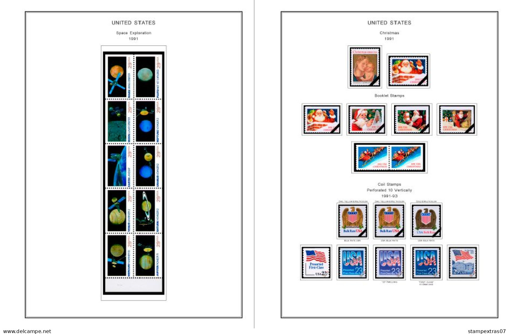 COLOR PRINTED USA 1991-1999 STAMP ALBUM PAGES (143 Illustrated Pages) >> FEUILLES ALBUM - Pre-printed Pages