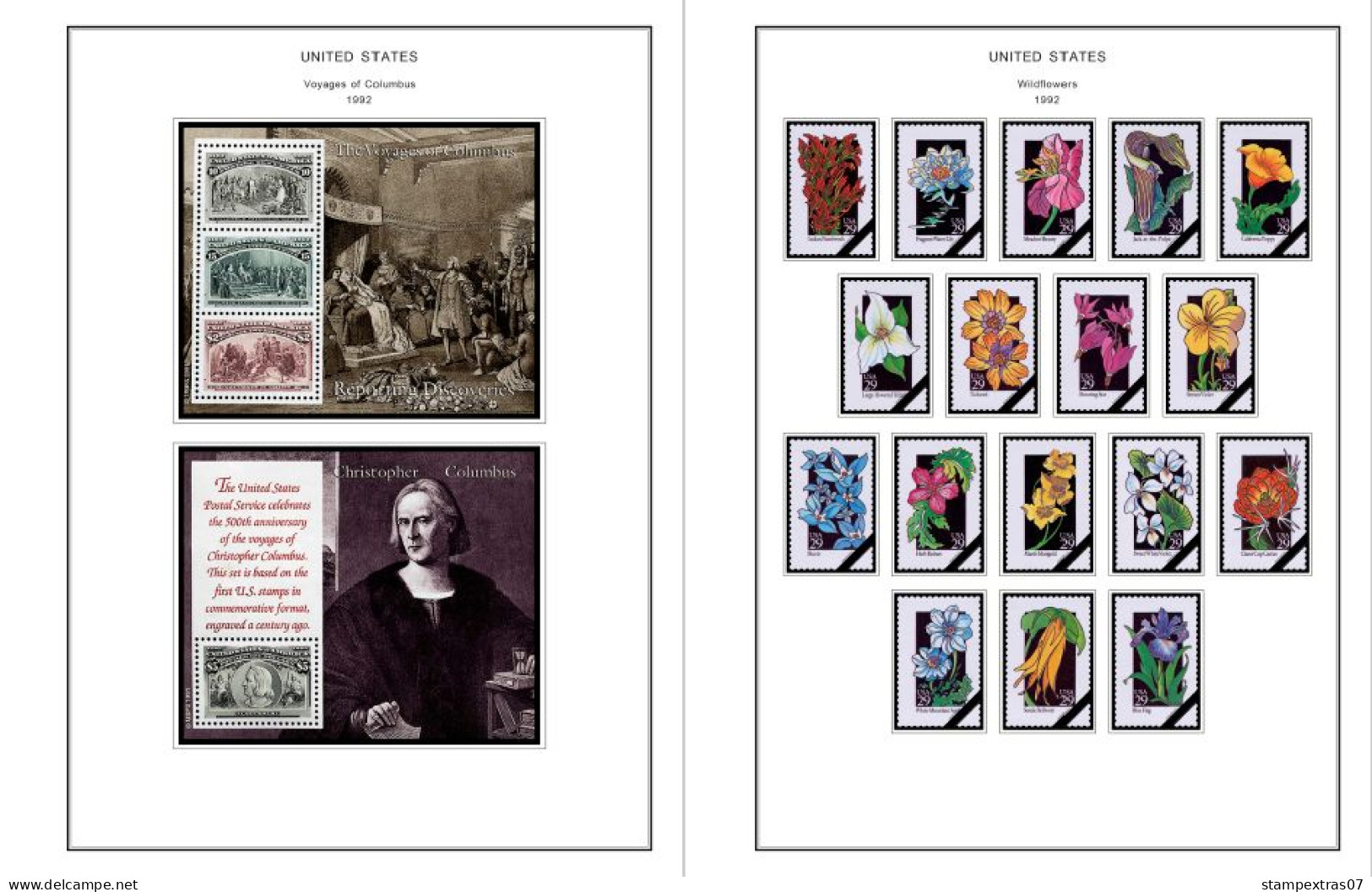 COLOR PRINTED USA 1991-1999 STAMP ALBUM PAGES (143 illustrated pages) >> FEUILLES ALBUM