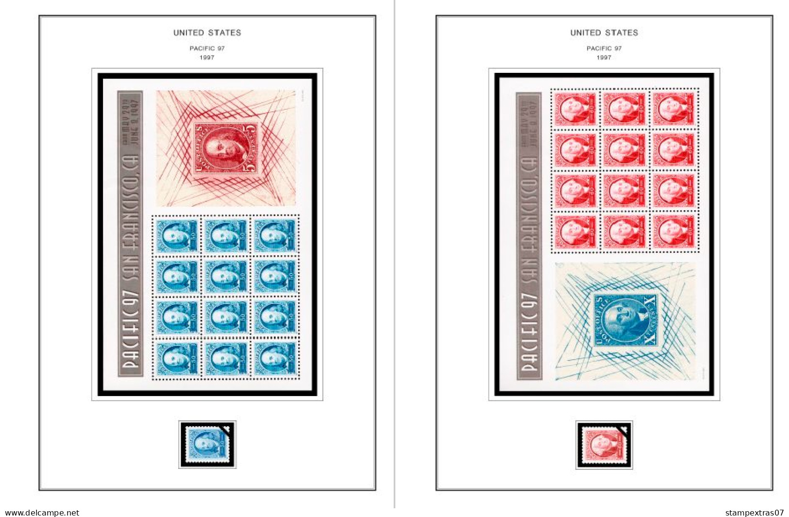 COLOR PRINTED USA 1991-1999 STAMP ALBUM PAGES (143 illustrated pages) >> FEUILLES ALBUM