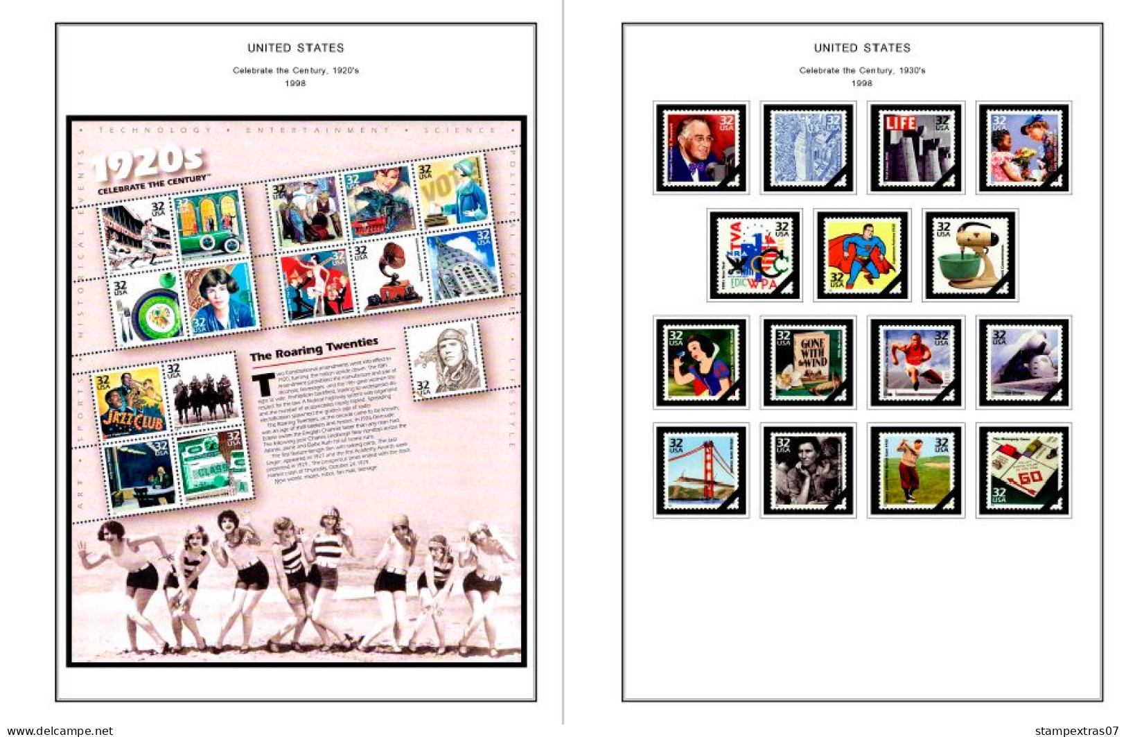 COLOR PRINTED USA 1991-1999 STAMP ALBUM PAGES (143 illustrated pages) >> FEUILLES ALBUM