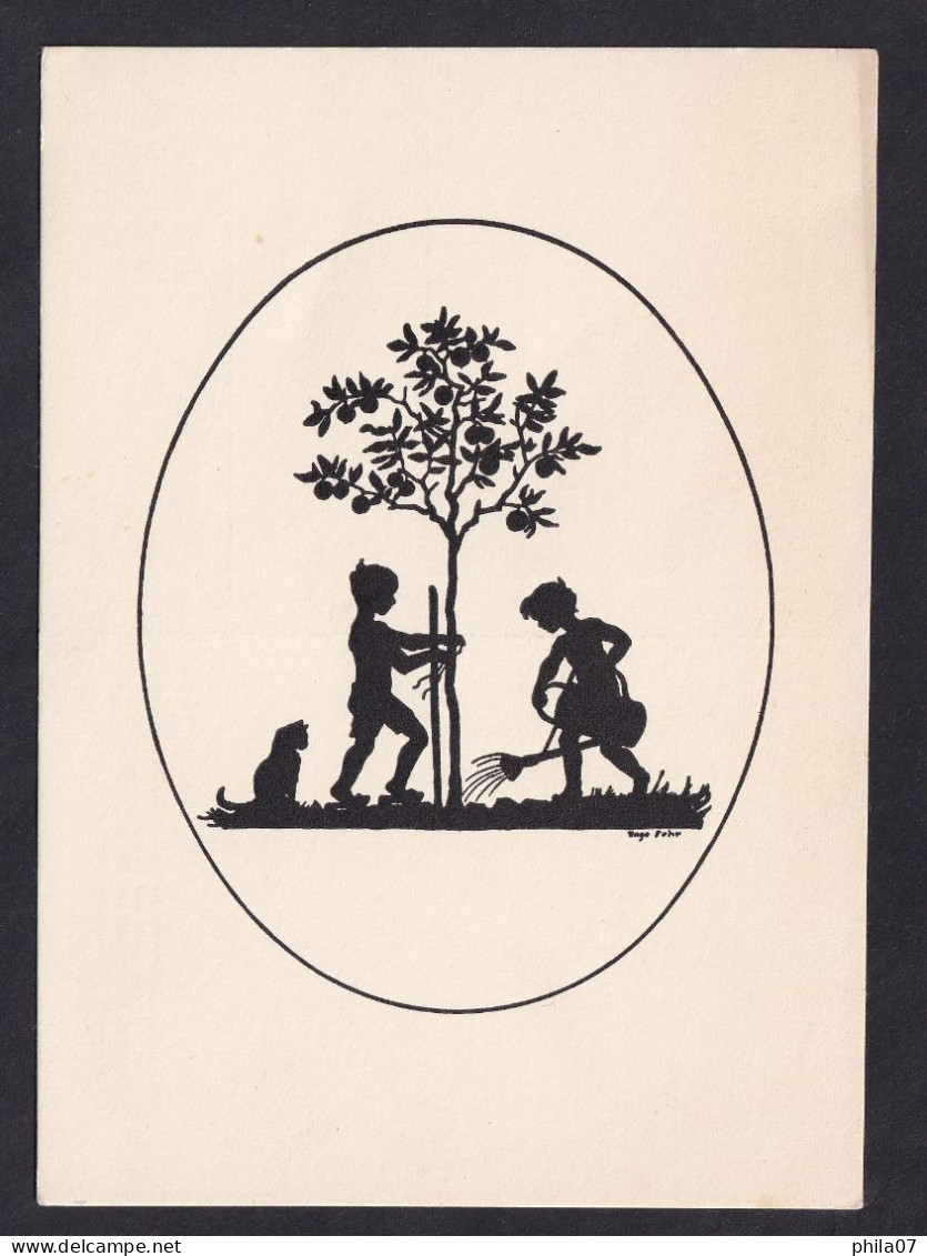 Silhouette - Planting A Tree / Postcard Not Circulated, 2 Scans - Silhouettes