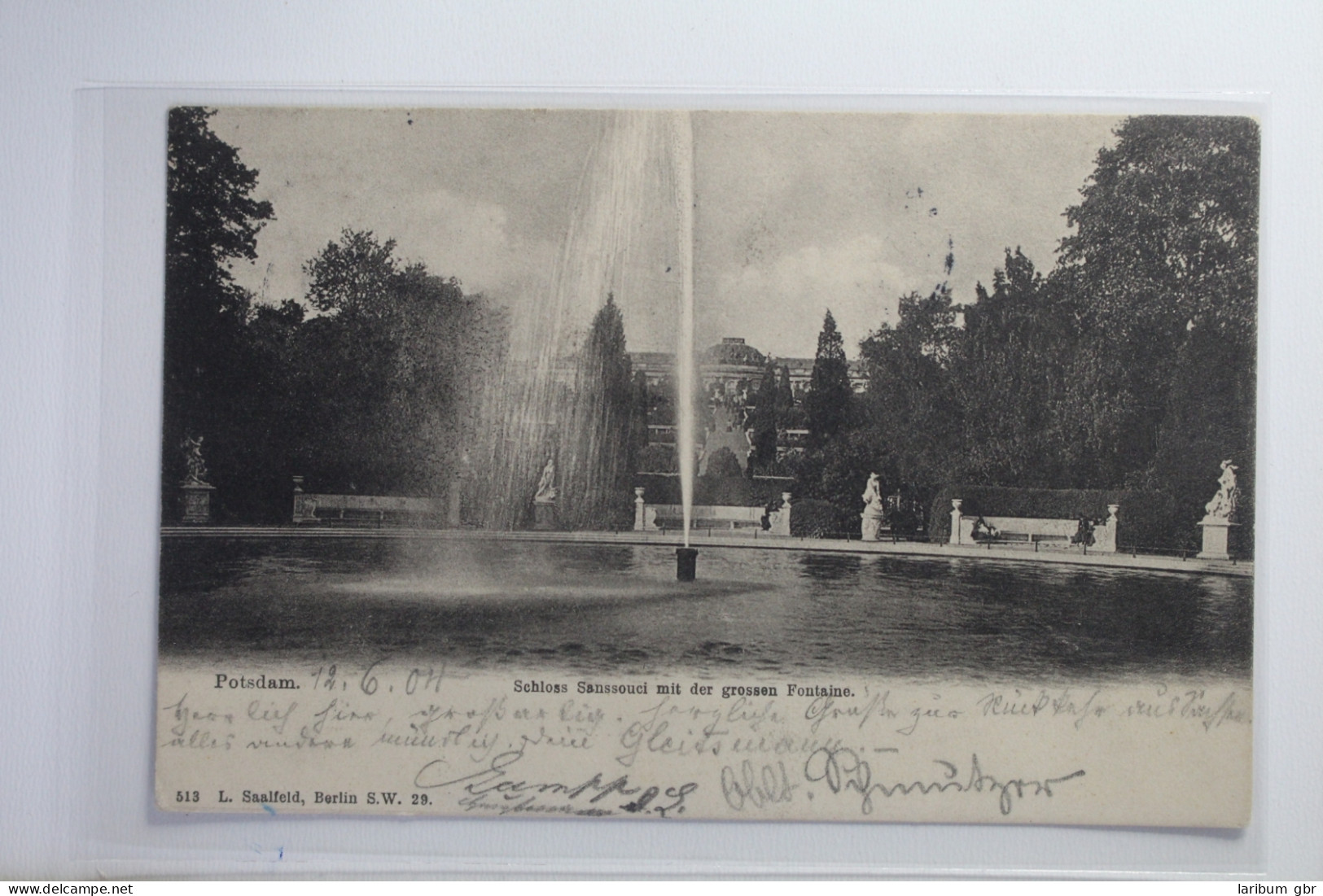 AK Potsdam Schloss Sanssouci Mit Der Großen Fountaine 1904 Gebraucht #PI785 - Autres & Non Classés