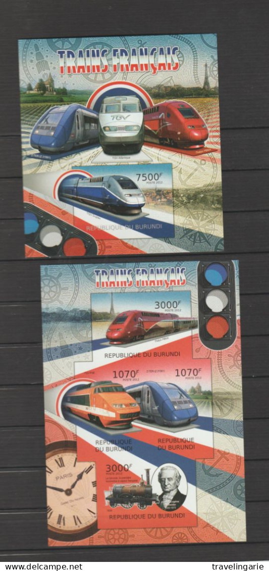 Burundi 2012 S/S French Trains ** MNH Imperforate/ND - Hojas Y Bloques