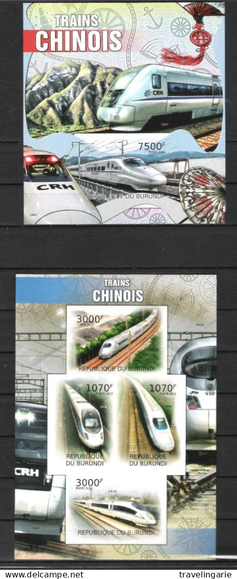 Burundi 2012 S/S Chinese Trains ** MNH Imperforate - Blocks & Sheetlets