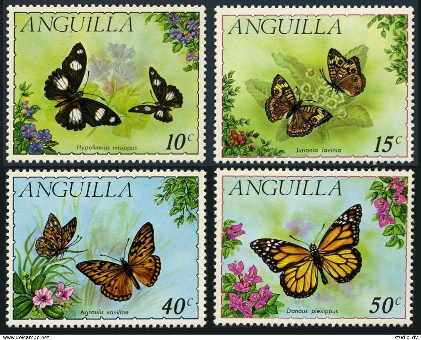 Anguilla 123-126, MNH. Mi 123-126. Butterflies, 1971. Hipolimnas Misippus, - Anguilla (1968-...)
