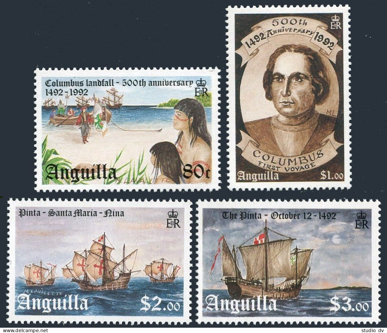 Anguilla 862-865,MNH.Mi 887-890. Discovery Of America-500.1992.Landfall,Columbus - Anguilla (1968-...)