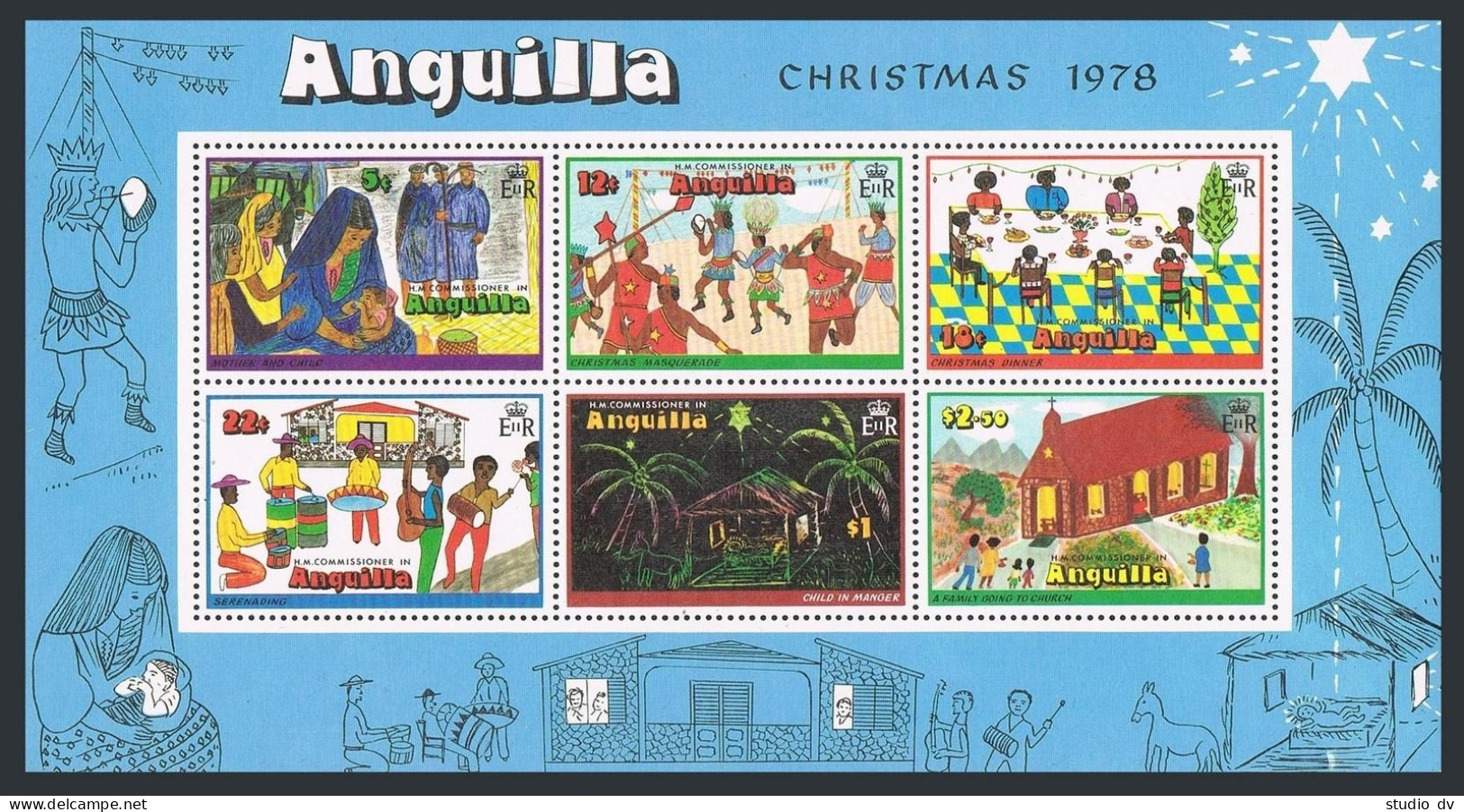 Anguilla 330a Sheet, MNH. Michel Bl.22. Christmas 1978. Children's Drawings. - Anguilla (1968-...)